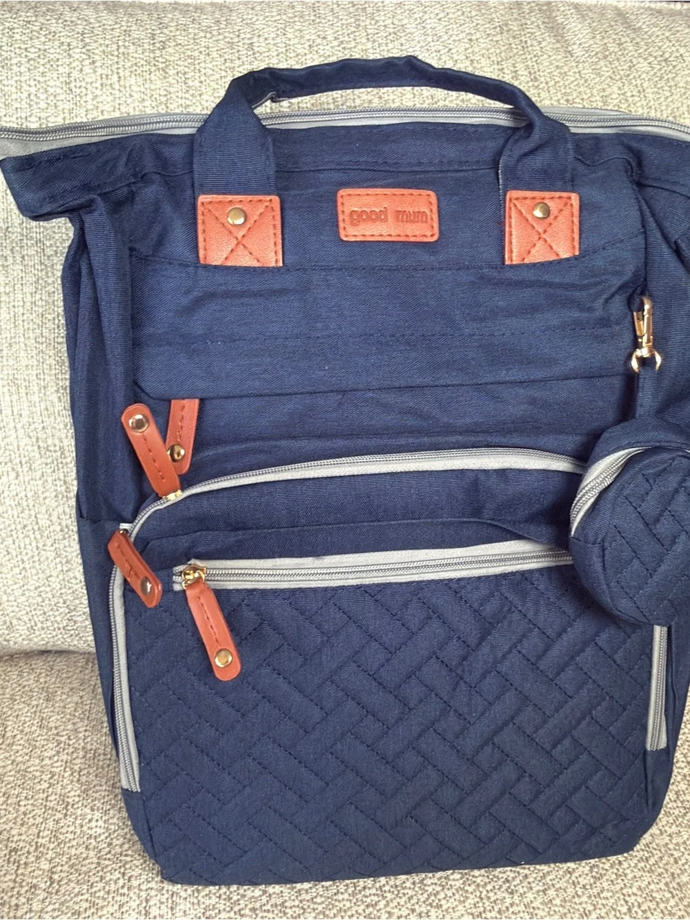 Navy Quilted Diaper backpack